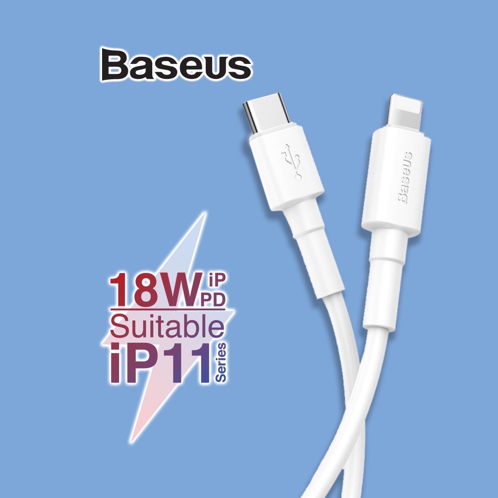 Cáp sạc TypeC-Lighting 11/12 20W Baseus Mini White