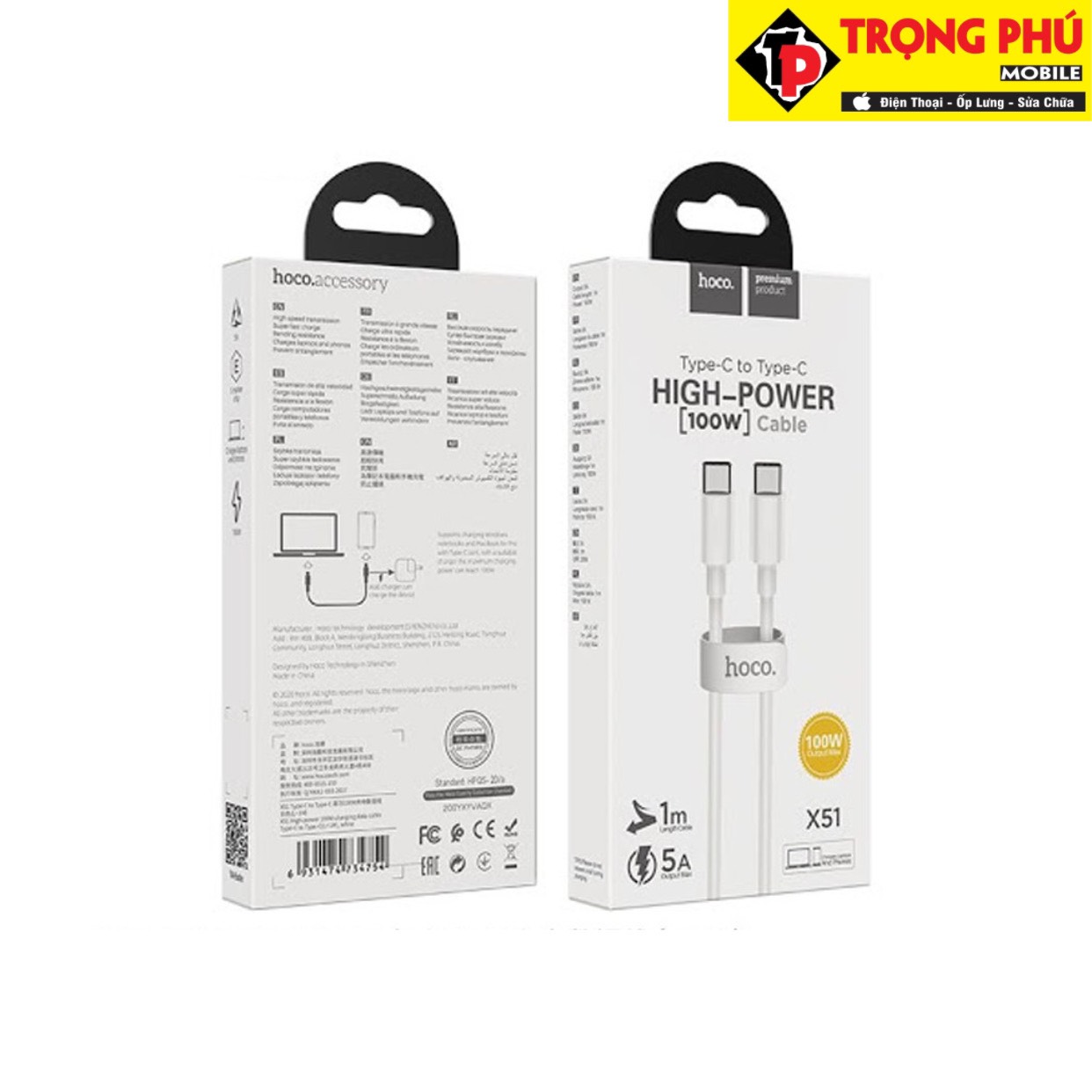 Cáp sạc TypeC-TypeC Hoco X51