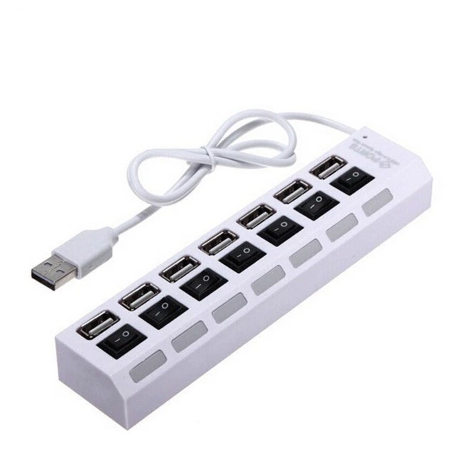 Hub chia 1 ra 7 cổng USB có công tắc, truyền data và nguồn 0,5A (ko sạc)
