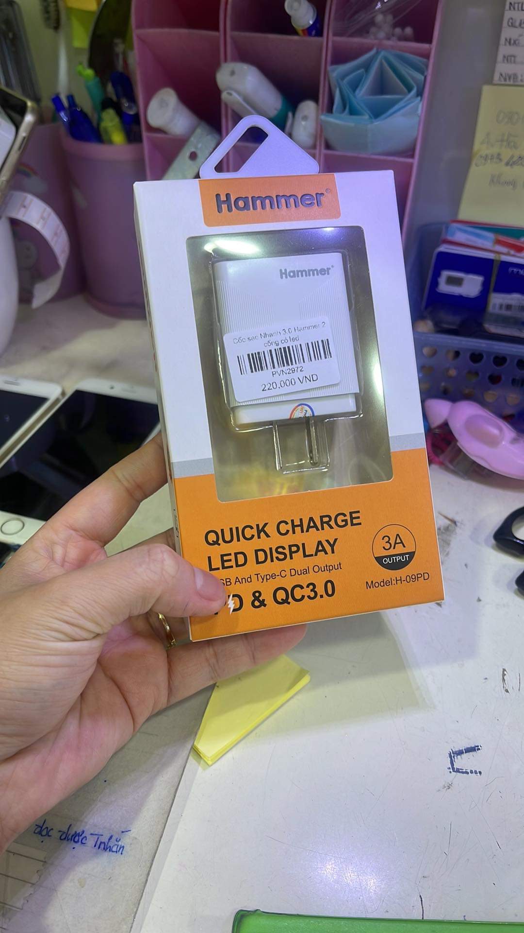 Cốc sạc 2 cổng 3.0 Hammer H-09PD 2 cổng có led
