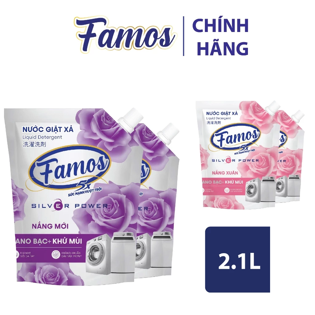 Nước Giặt Xả 2in1 Famos Túi 2.1 Lít màu tím