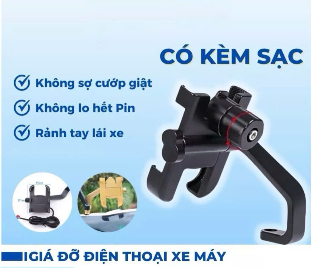 Kệ Xe máy đỡ điện thoại C2 + kèm Sạc điện thoại gắn xe máy