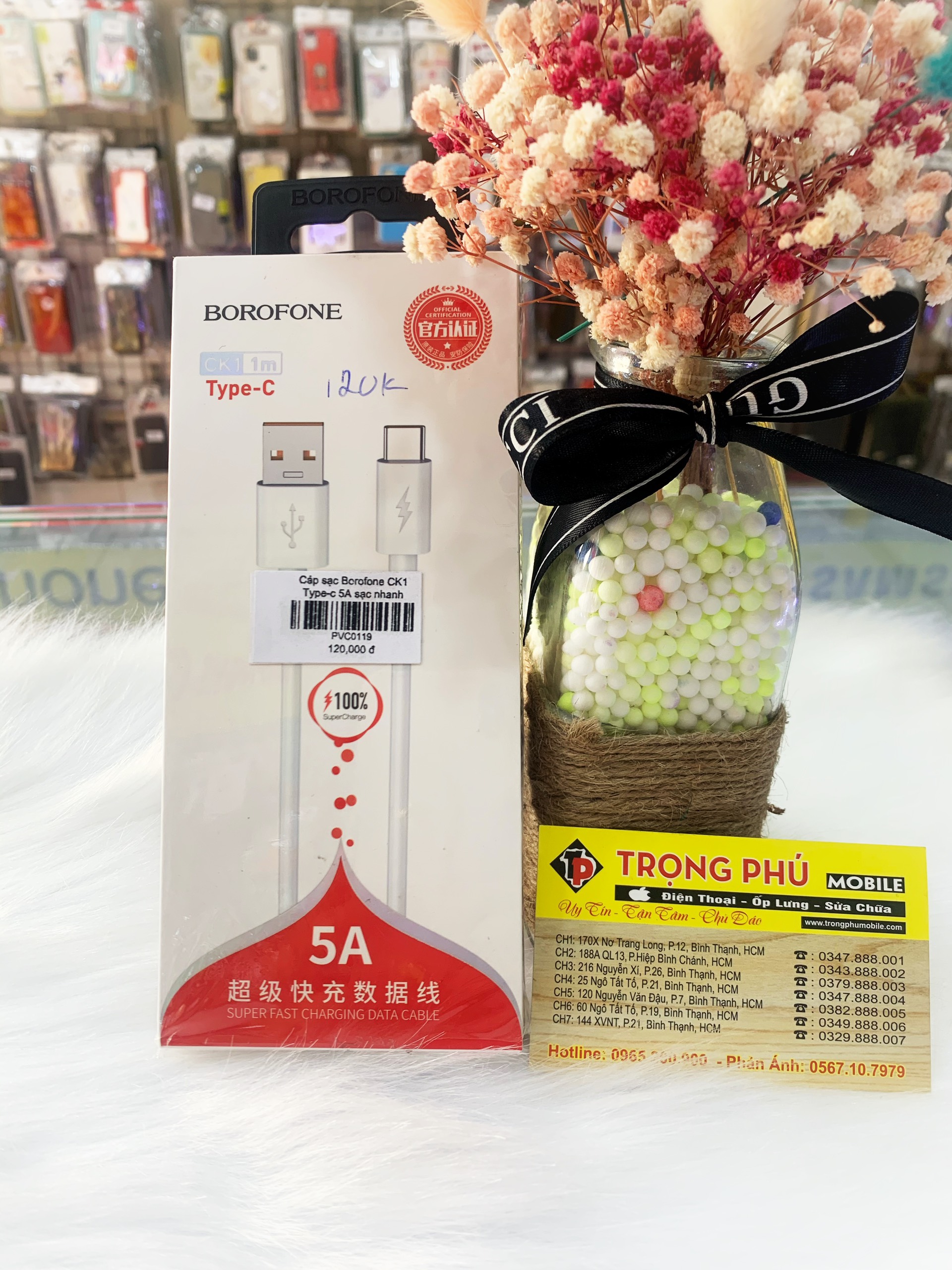 Cáp sạc Usb-TypeC Borofone CK1 TypeC 5A sạc nhanh
