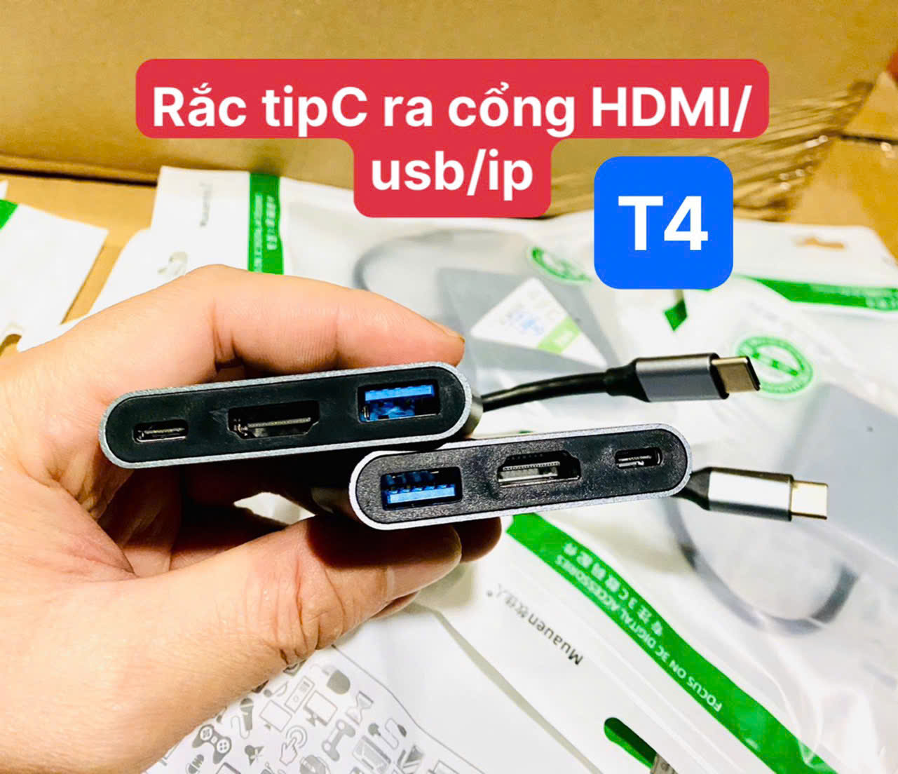 Cáp chuyển T4 TypeC ra (HDMI + USB + TypeC)