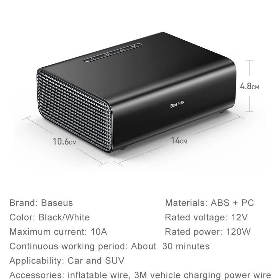 Bơm hơi xe Ô TÔ - XE MÁY Baseus Smart Inflator Pump Black