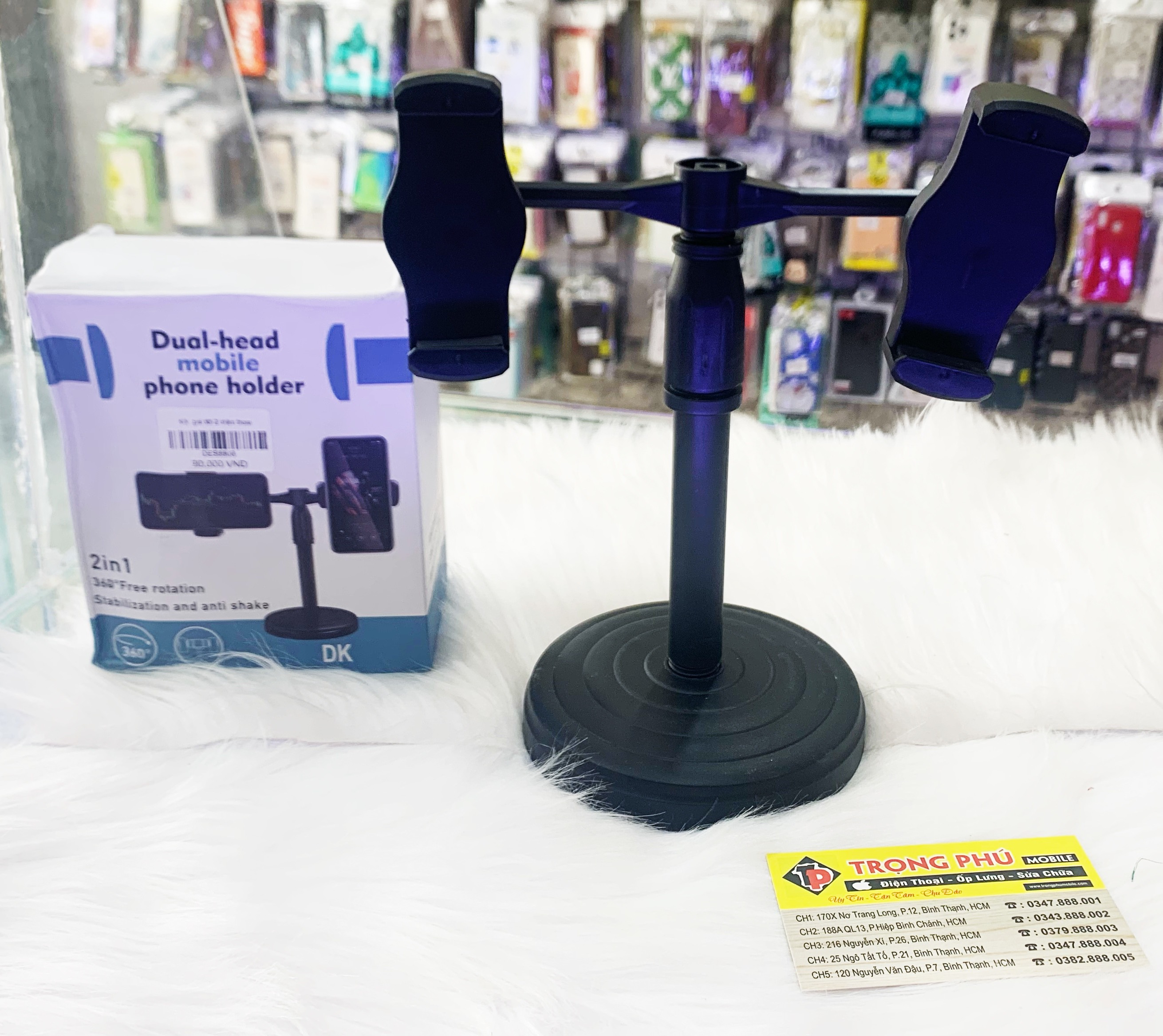 Kệ 2 điện thoại livetream, xem phim