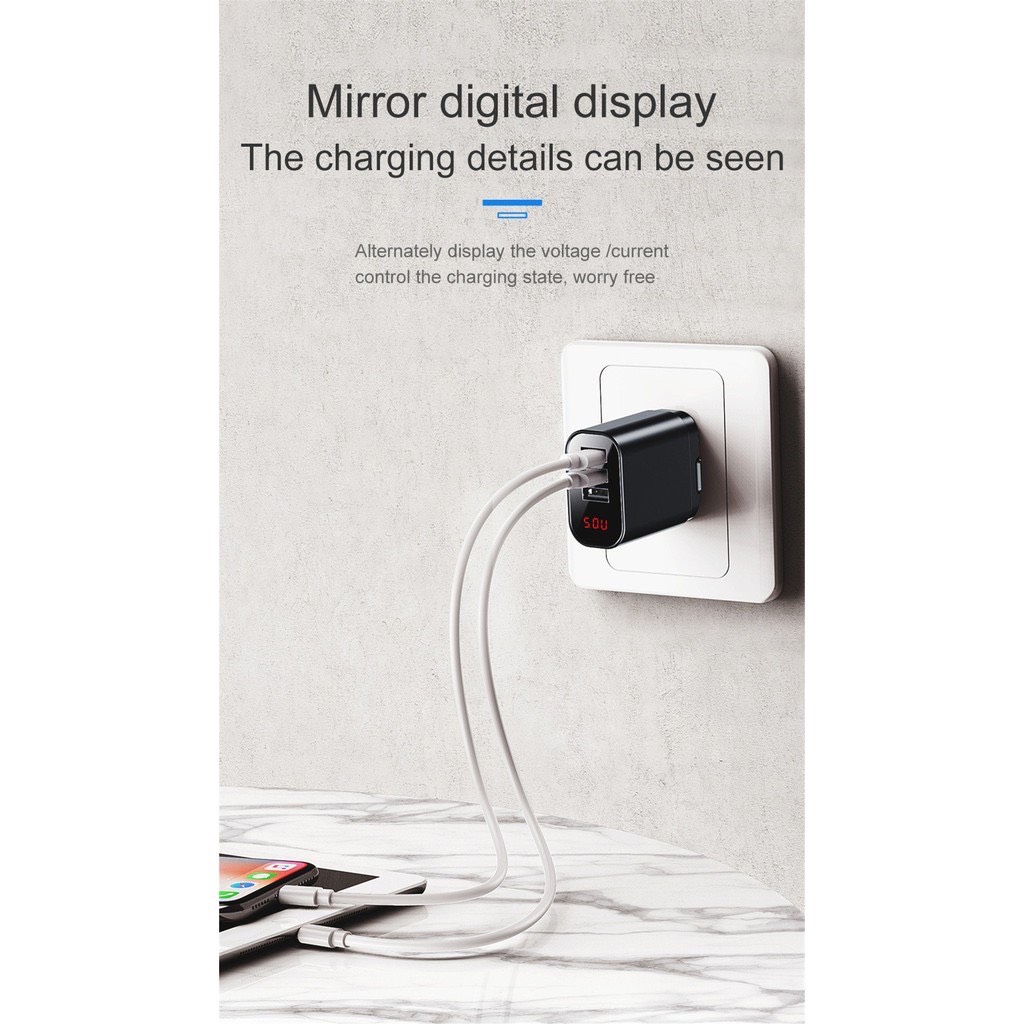 Cốc sạc 3 cổng Baseus Mirror Lake Intelligent 3USB 3.4A