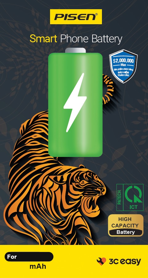 Pin iPhone 13 ProMax Pisen Hổ Tiger Dung lượng cao