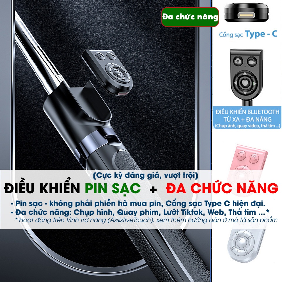 Gậy Chụp Hình 3 Chân Có Đèn R1SL 1.7m có đèn