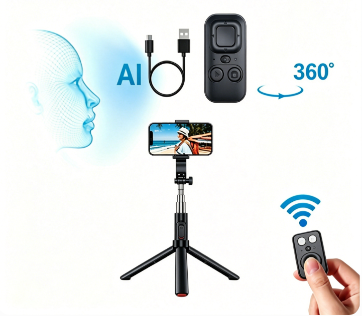 Gậy Gimbal Chụp Hình Nhận Diện Chuyển Động Tích Hợp AI C12.