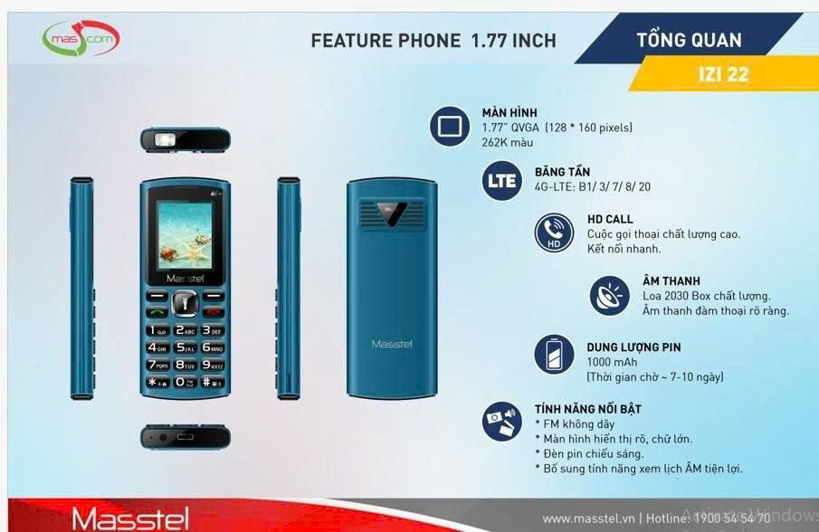 Điện thoại Masstell izi 22 chính hãng 4g chuẩn