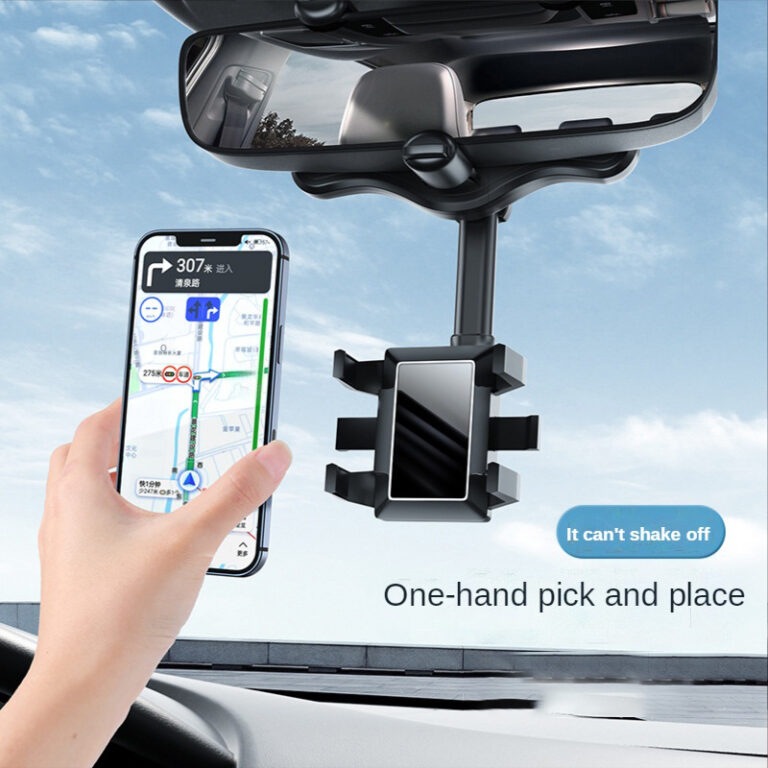 Kệ ô tô đỡ điện thoại gắn gương chiếu hậu, xoay 360