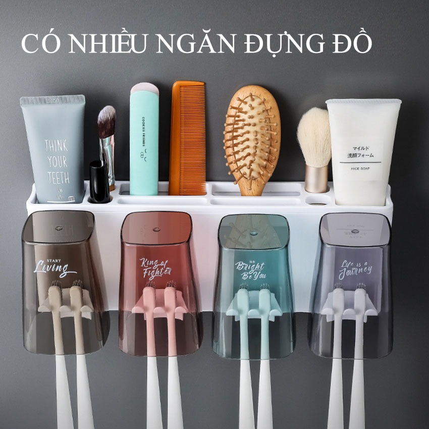 Giá treo bàn chải Kem đánh răng 2-4 cốc (Có Nặng Kem)