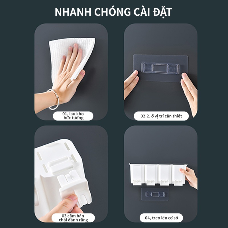 Giá treo bàn chải Kem đánh răng 2-4 cốc (Có Nặng Kem)