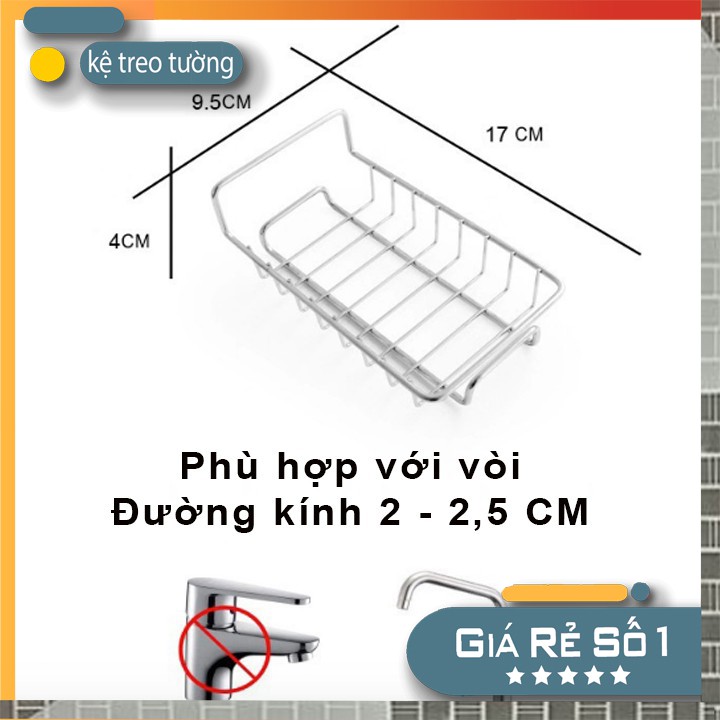 Khay/ Giá treo inox thiết kế gắn vòi nước để đồ tiện lợi.