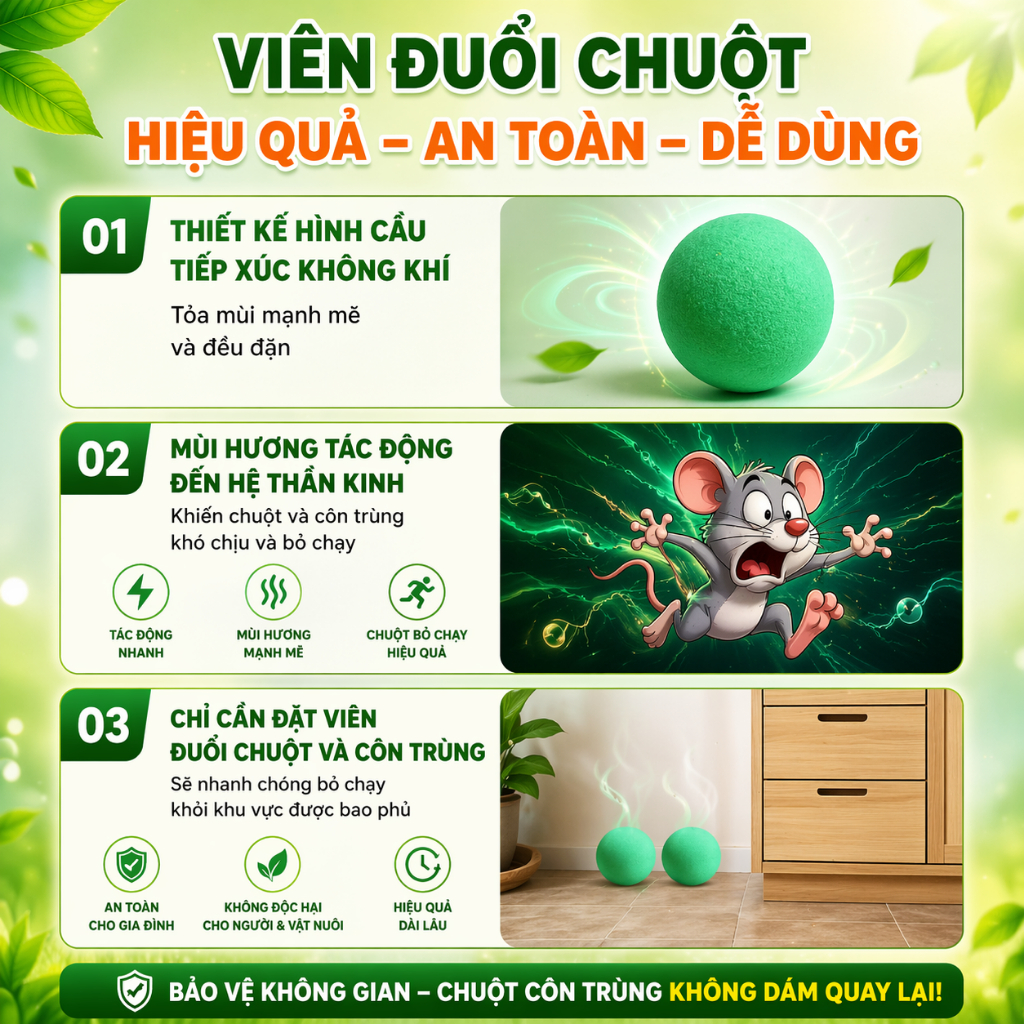 Gói 10 Viên Đuổi Chuột Thảo Mộc Dạng Nén.