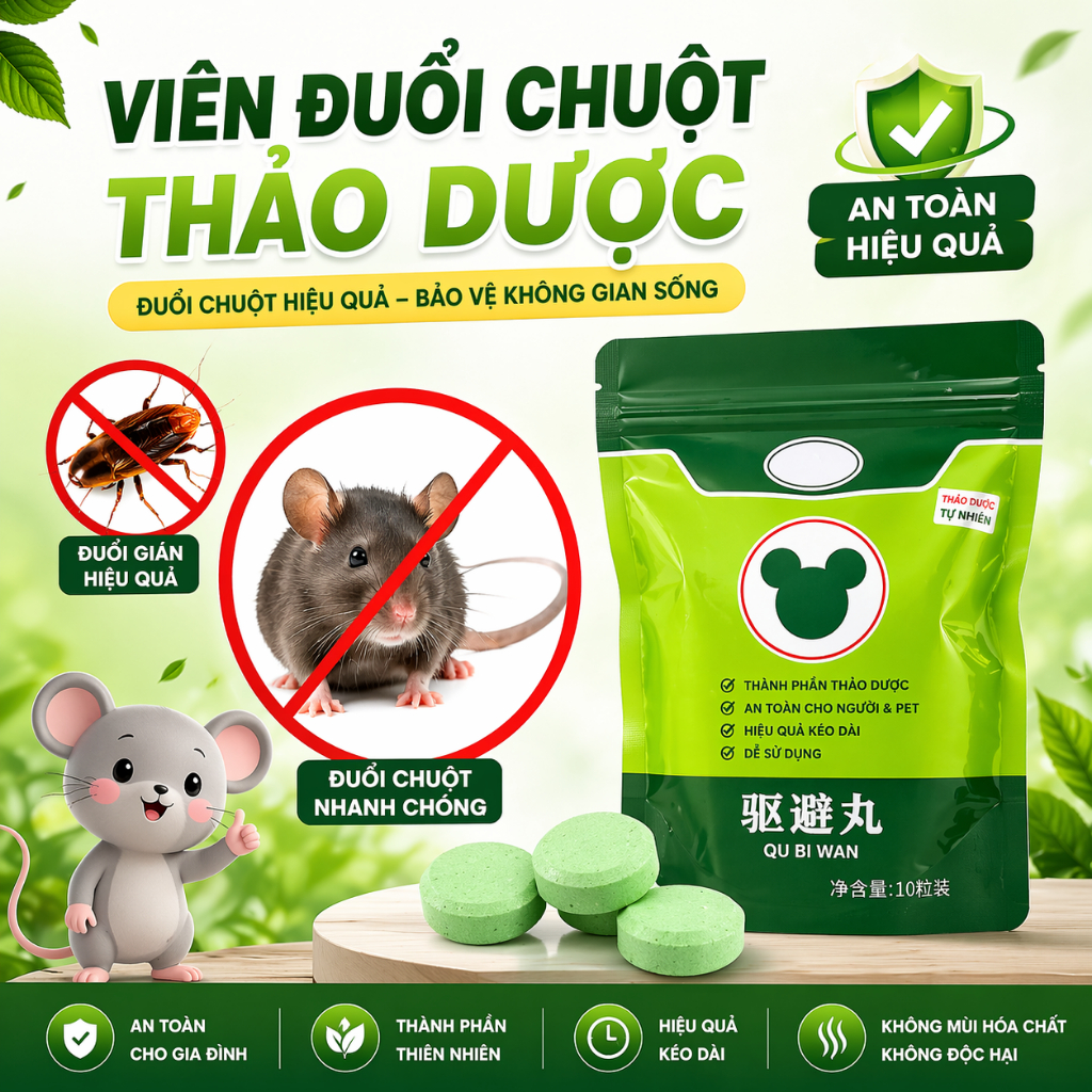 Gói 10 Viên Đuổi Chuột Thảo Mộc Dạng Nén.