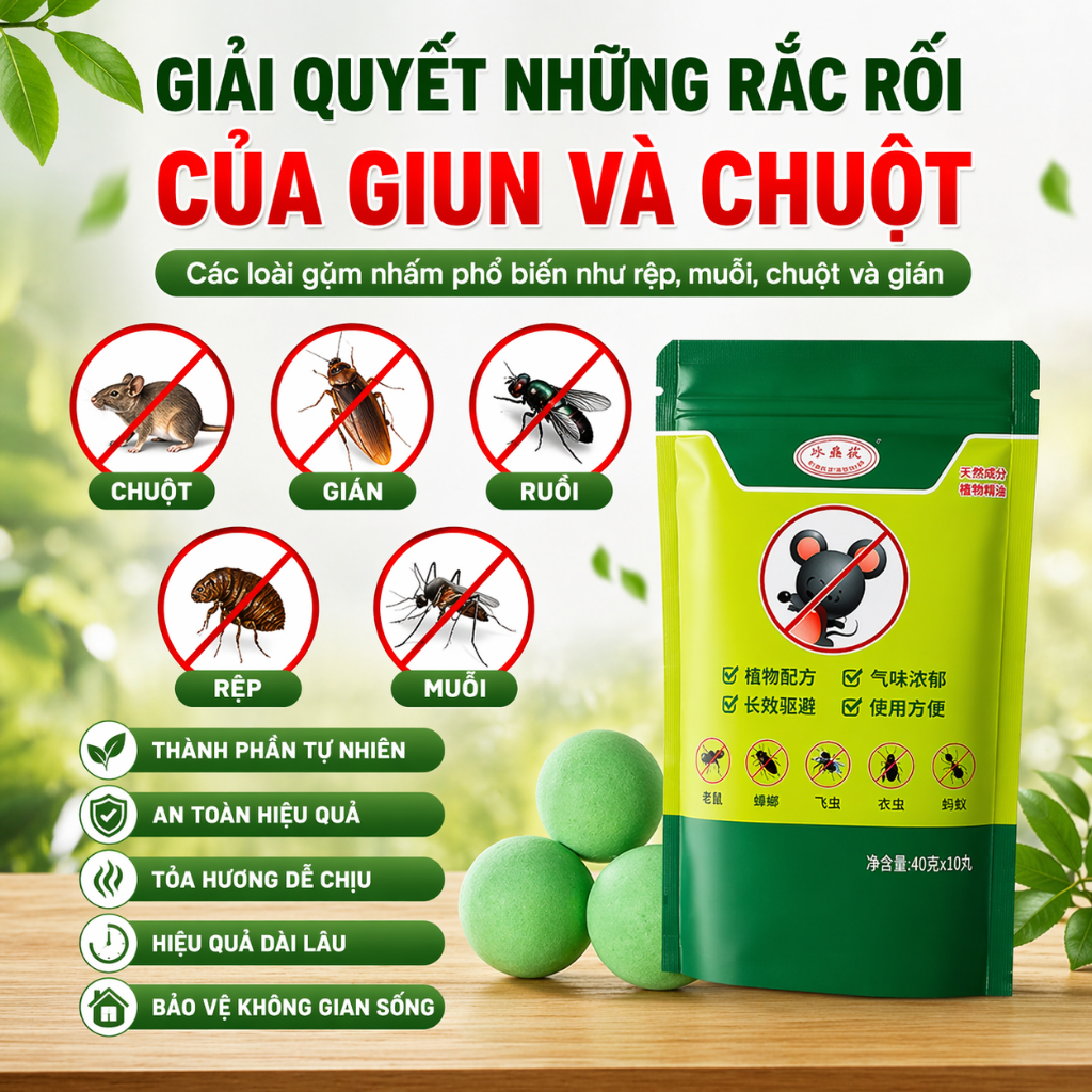 Gói 10 Viên Đuổi Chuột Thảo Mộc Dạng Nén.