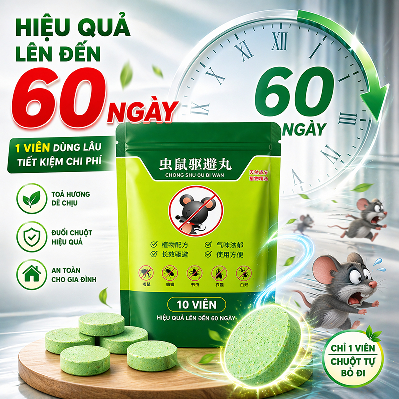 Gói 10 Viên Đuổi Chuột Thảo Mộc Dạng Nén.