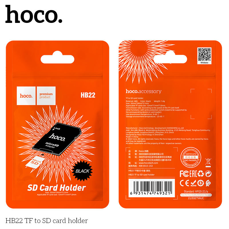Đầu Adapter đựng đọc thẻ nhớ Hoco HB22
