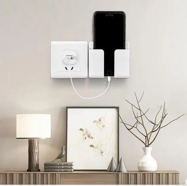 Hộp đựng Remote, điện Thoại Có Lỗ Cắm Sạc Dán Tường màu ngãu nhiên hay inbox