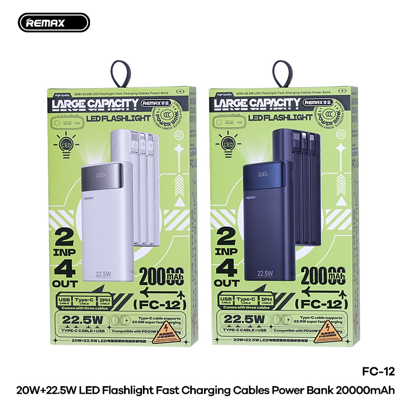 Sạc dự phòng Remax FC-12 20.000mah 22.5w đen