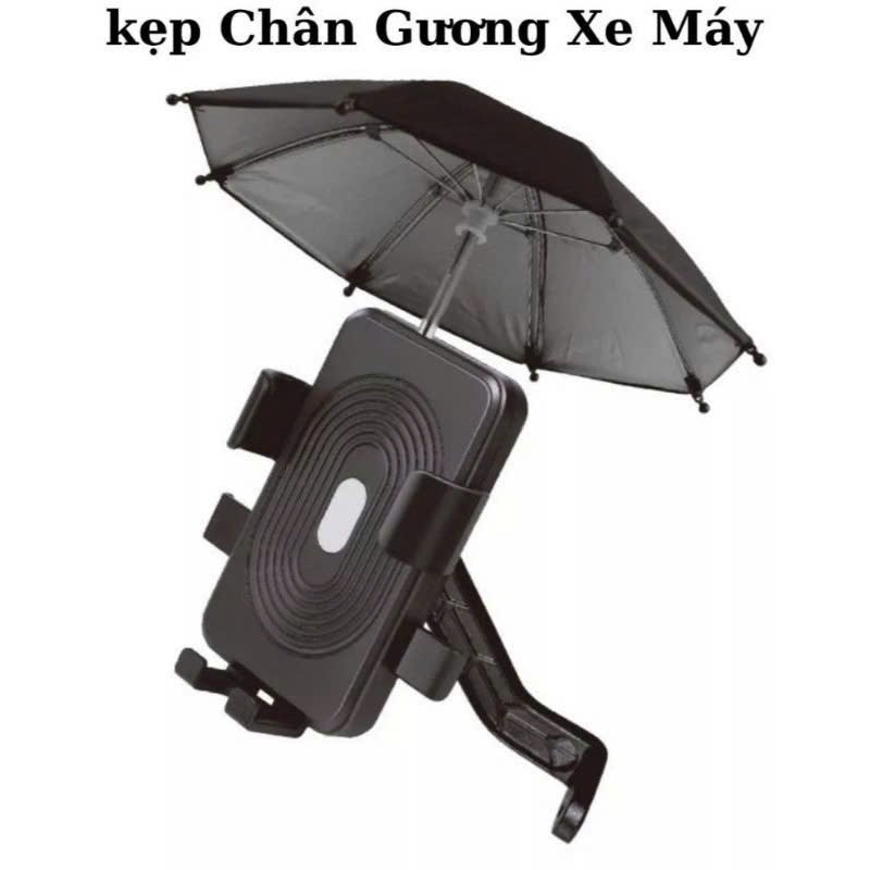 Kệ Xe máy đỡ điện thoại có ô dù che