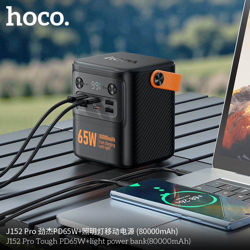 Sạc dự phòng Hoco J152 Pro Tough PD65W+pin 80.000mah, cổng 65w sạc được cho macbook, laptop TypeC
