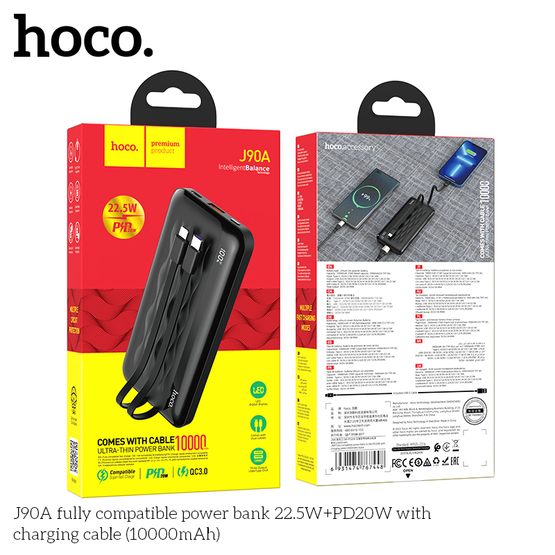 Sạc dự phòng Hoco J90A 10.000mah 22,5w