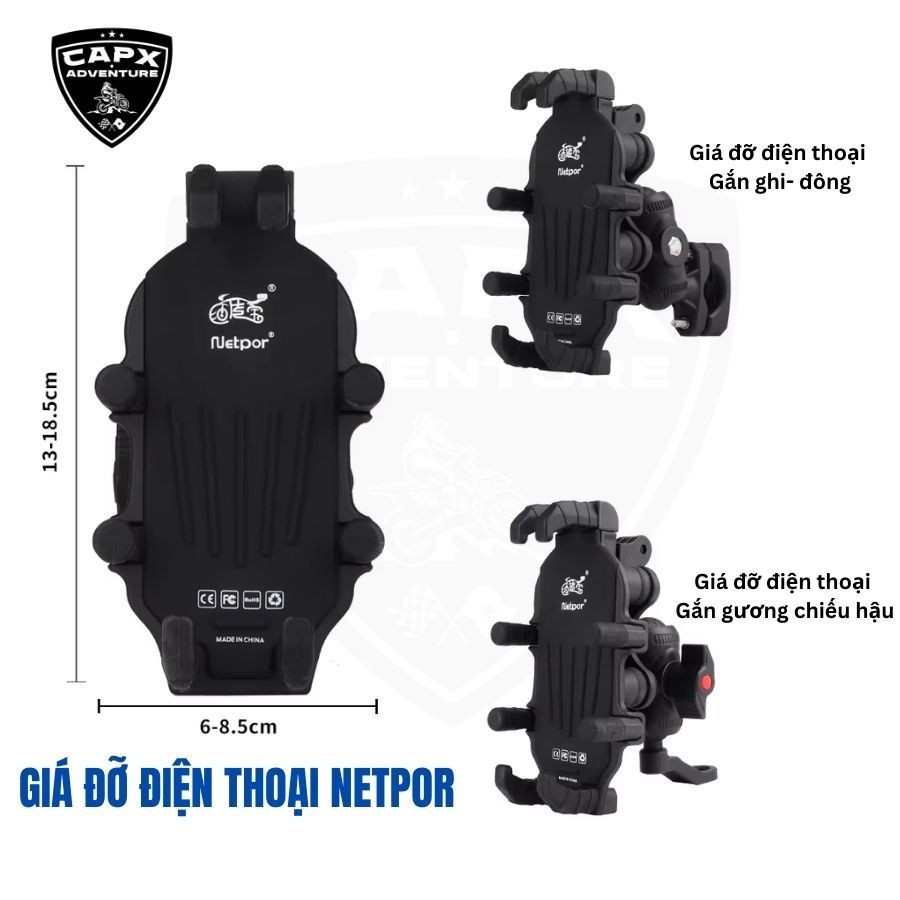 Kệ Xe máy đỡ điện thoại NETPOR TQ-099 (Có Mũ)