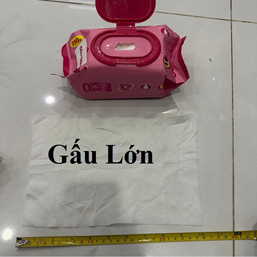 Khăn Giấy Ướt Gấu Dâu Trắng Hàng Xịn. Lớn 600g 26x18cm