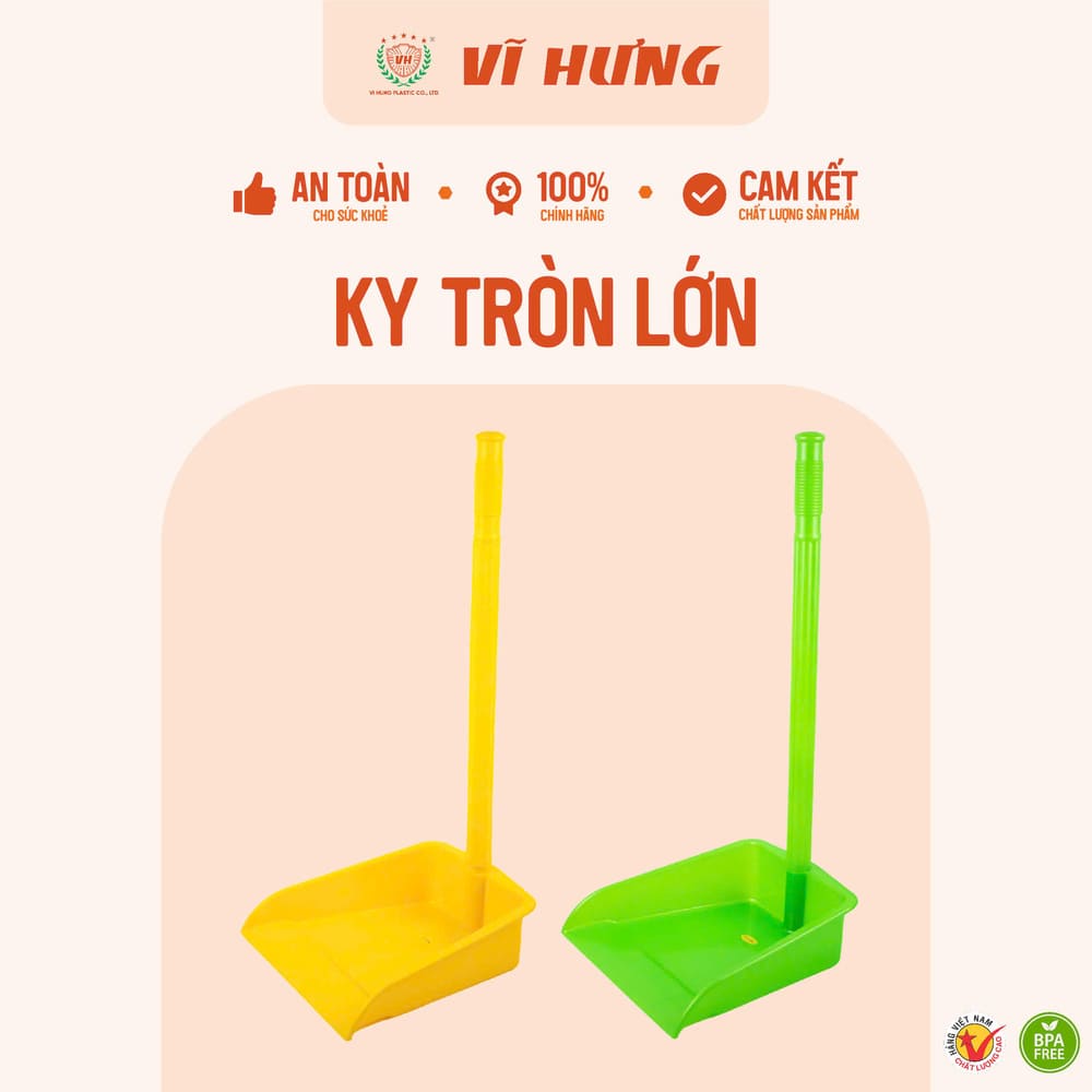 Ky hốt rác tròn lớn VH 6277/ Nhỏ Cắn ngắn Vh 6278 màu ngẫu nhiên / inbox