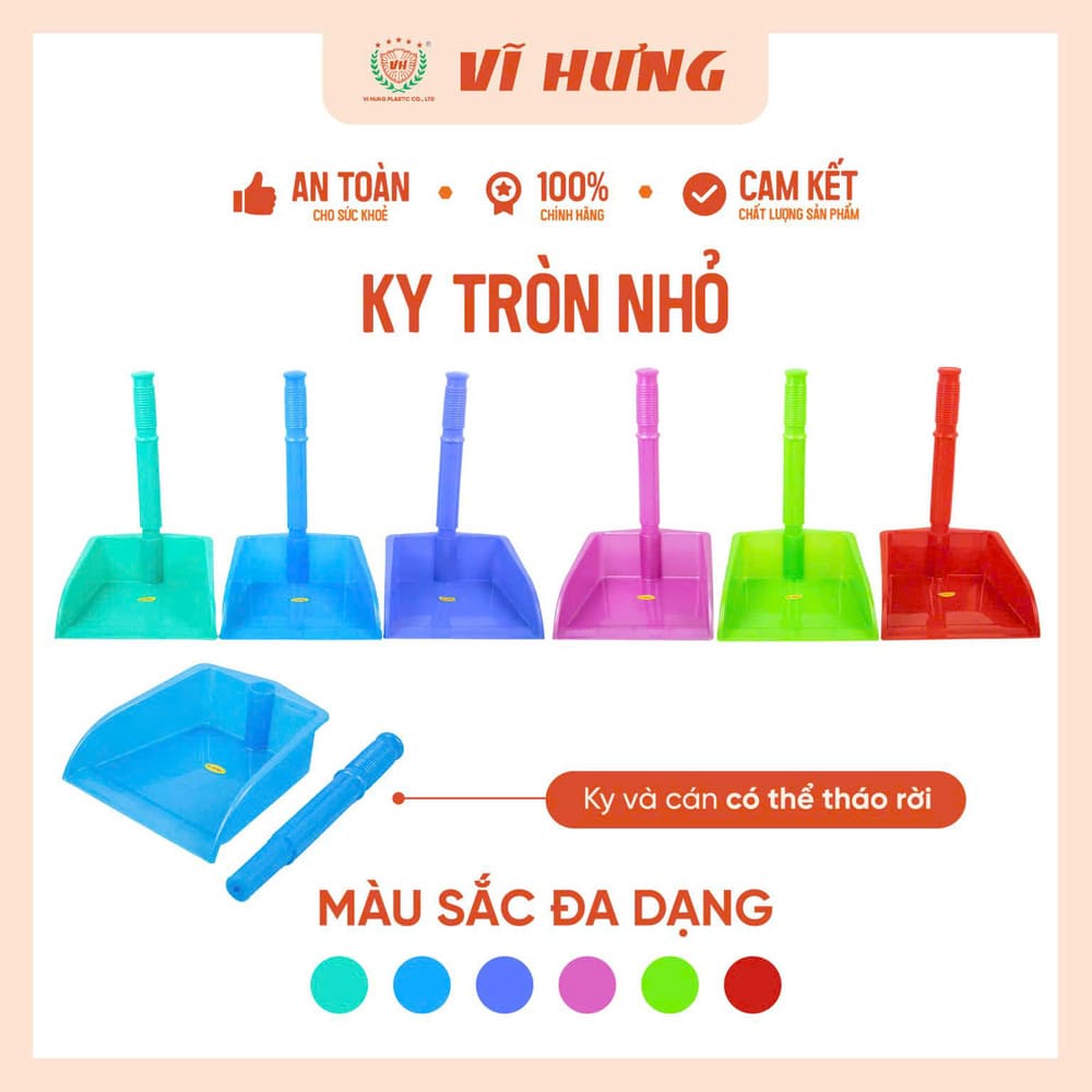 Ky hốt rác tròn lớn VH 6277/ Nhỏ Cắn ngắn Vh 6278 màu ngẫu nhiên / inbox