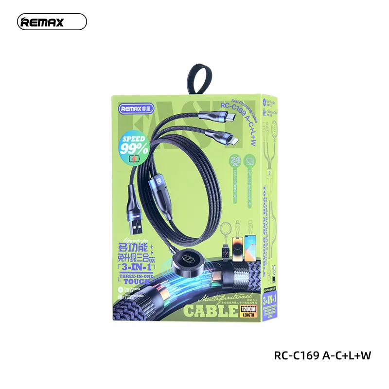 Cáp 3 đầu Remax RC-C169 (IW Đồng Hồ/ TypeC/ Lighting)