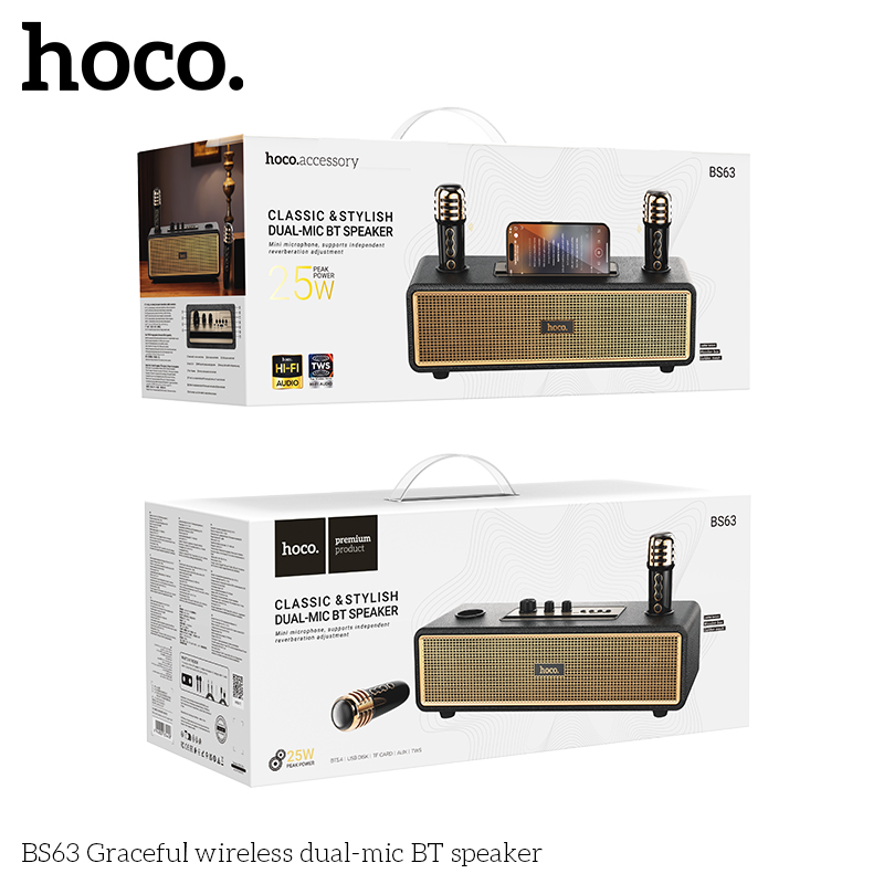 Loa Bluetooth Hoco BS63 kèm 2 mic