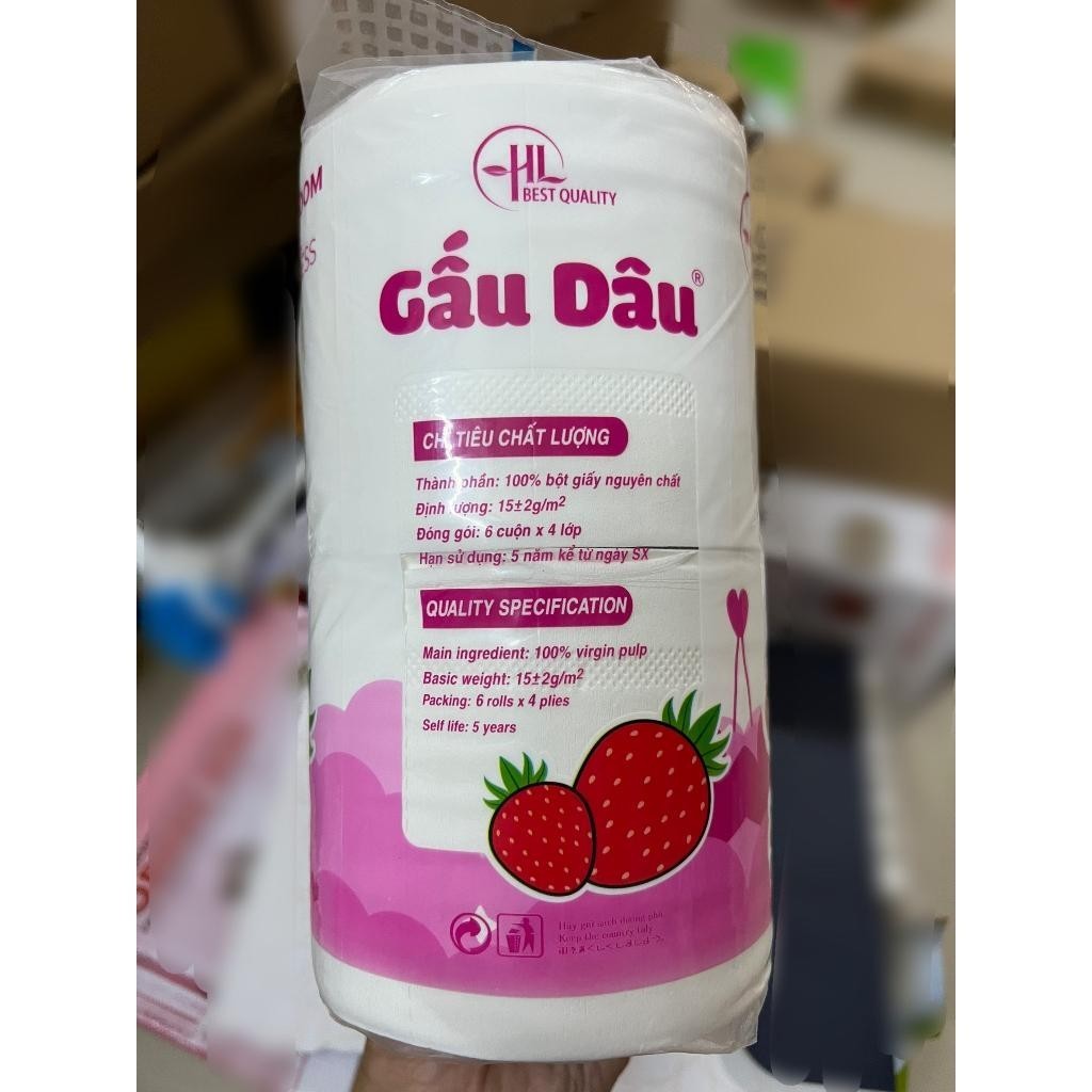Khăn Giấy Gấu Dâu Lốc 6 Cuộn