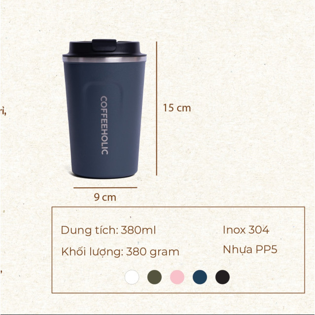 Ly nước Giữ Nhiệt Inox Coffee 510ml Nắp Chống Đổ
