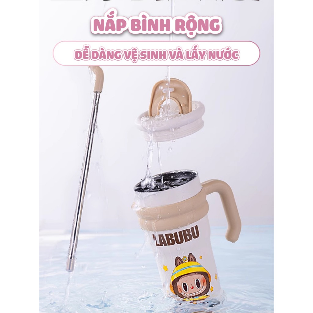 Ly nước giữ nhiệt Labubu có quai cầm 700ml