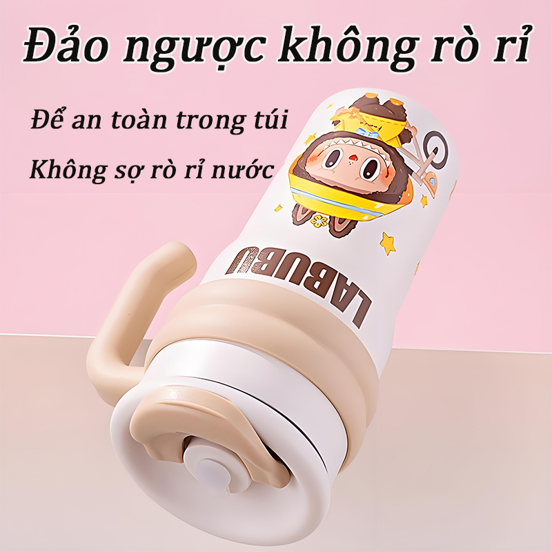 Ly nước giữ nhiệt Labubu có quai cầm 700ml