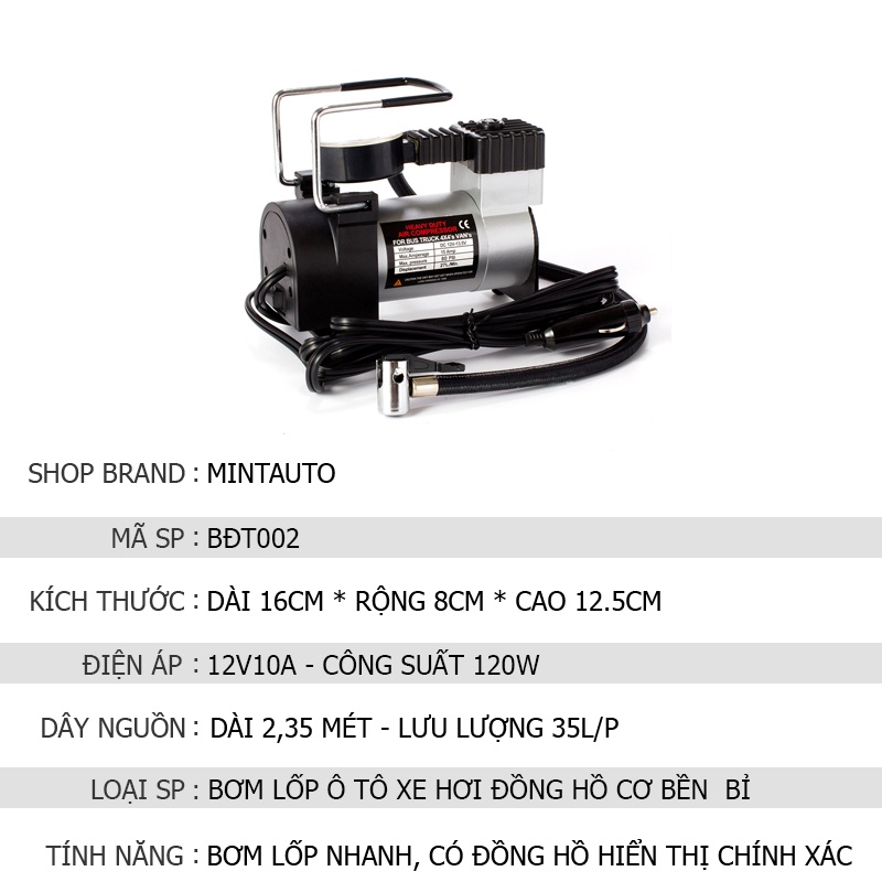 Máy Bơm Bánh Xe Hơi Shu Dika 12v loại nhỏ
