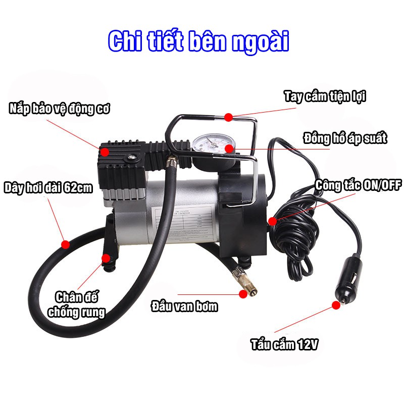 Máy Bơm Bánh Xe Hơi Shu Dika 12v loại nhỏ