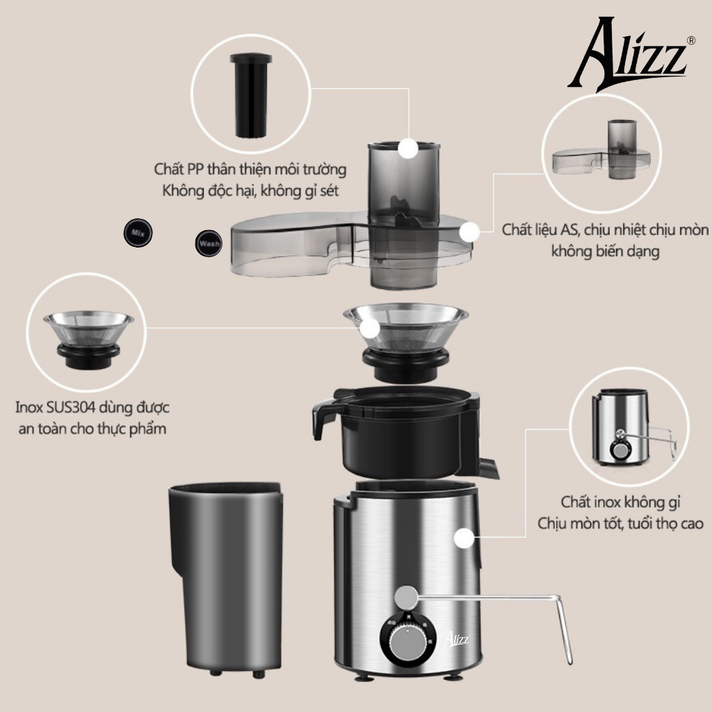 Máy ép trái cây nguyên chất 1000w ALIZZ 13602 500ml