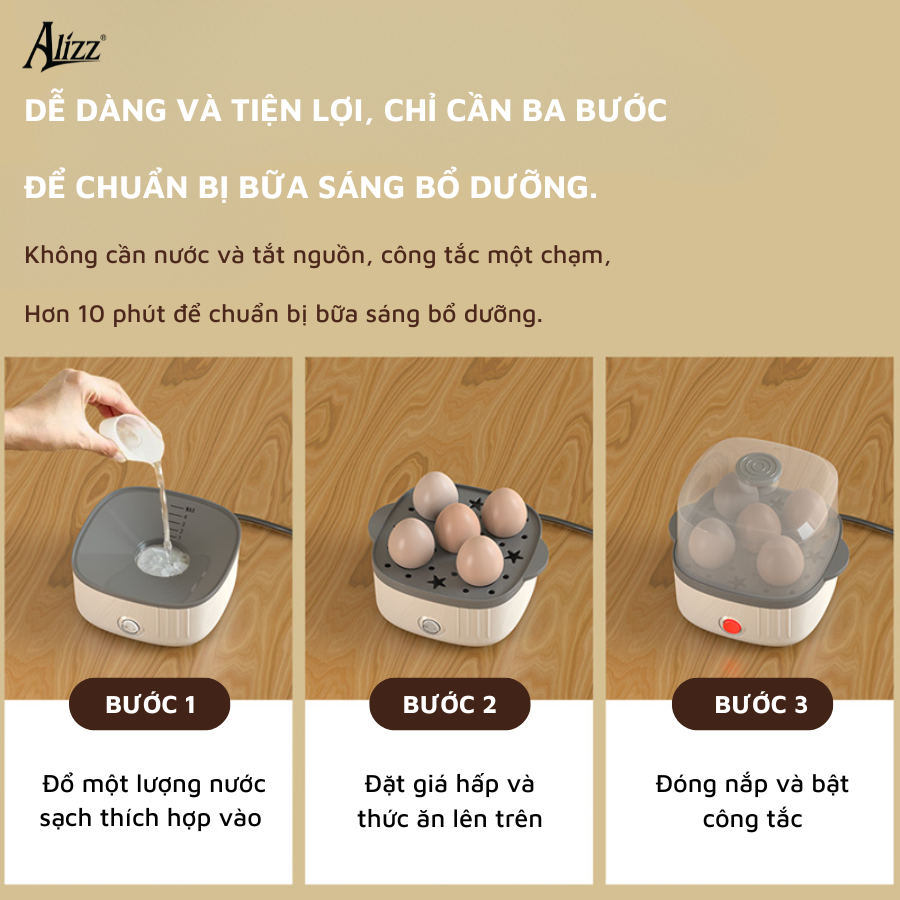 Máy hấp trứng thực phẩm 2 tầng đa năng ALIZZ AL-14550