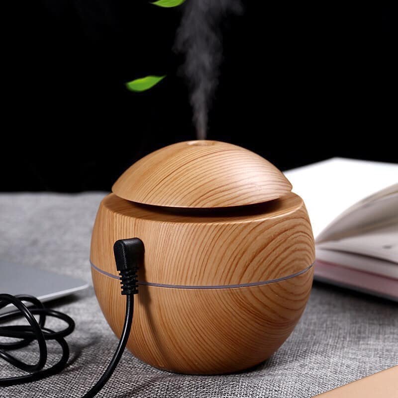 Máy Khuếch Tán Xông Tinh Dầu Vân Gỗ (hình Tròn)