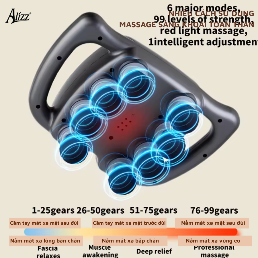 Máy massage cầm tay toàn thân 8 đầu ALIZZ AL-14487
