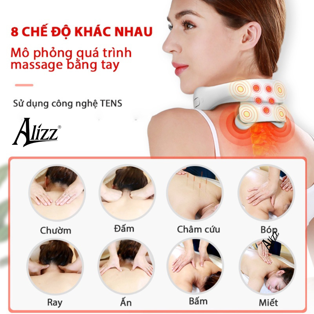 Máy Massage Cổ Xung Điện 5 Đầu Rung ALIZZ AL-13605
