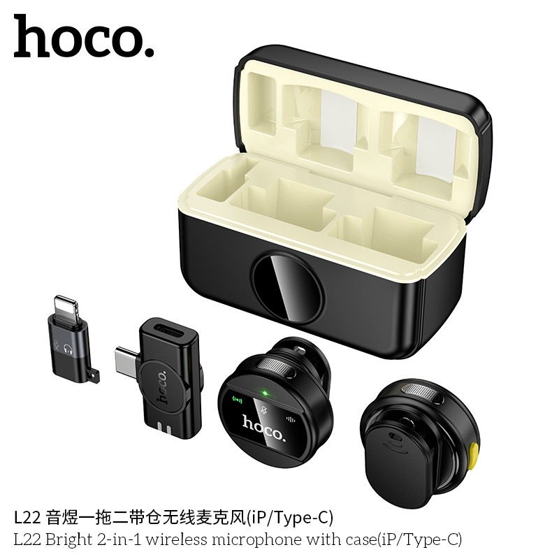 Mic thu âm 2in1 Hoco L22 (ip/TypeC)