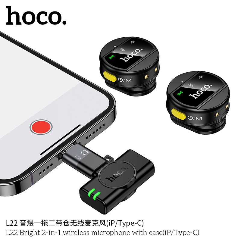 Mic thu âm 2in1 Hoco L22 (ip/TypeC)