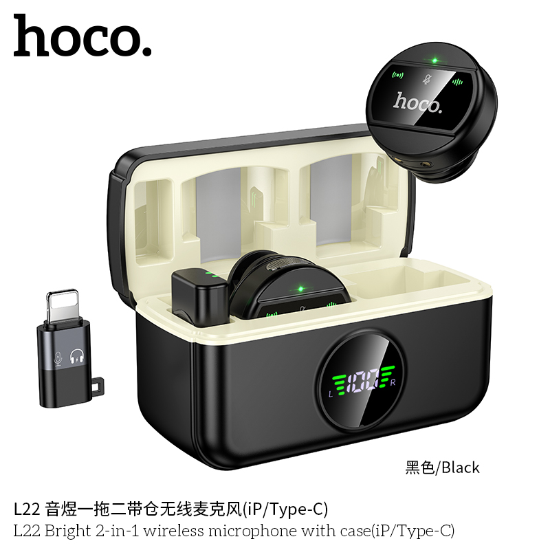 Mic thu âm 2in1 Hoco L22 (ip/TypeC)