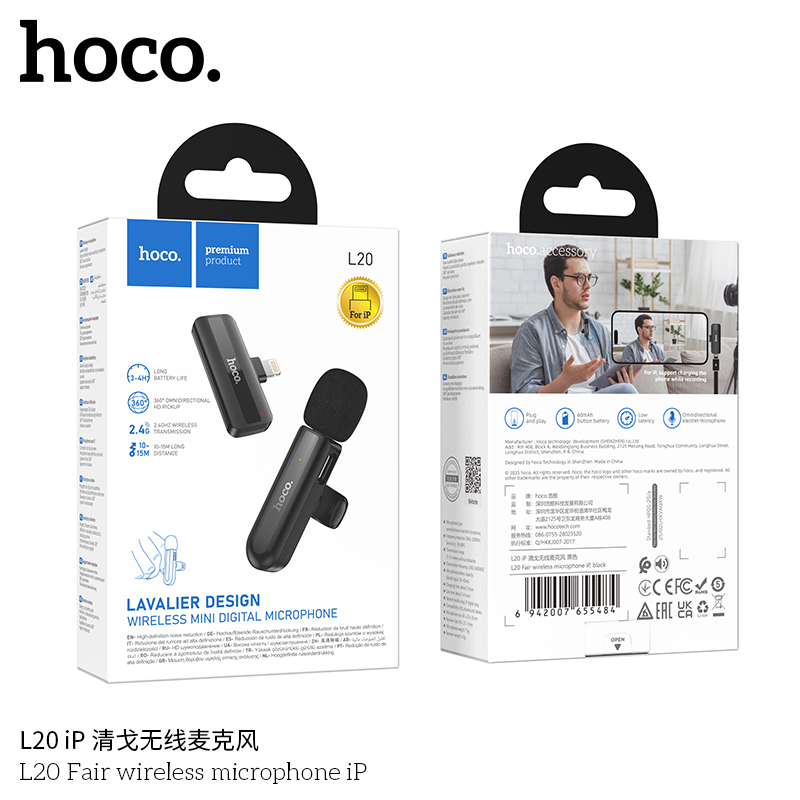 Mic thu âm Hoco L20 đầu Lighting